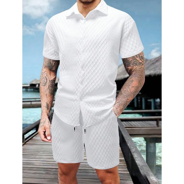 Men's Summer Short Sleeve & Shorts Set – Lightweight Polyester, Quick-Dry Casual Outfit (Black/White/Khaki/Royal Blue, Sizes S-XXL, Sporty_viptrois.com