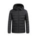 Men's Clothing Lightweight Down Jacket With Graphene, 85% White Duck Down, Windproof & Warm, Slim Fit, Hooded, Solid Colors (Black, Mist Blue)_viptrois.com