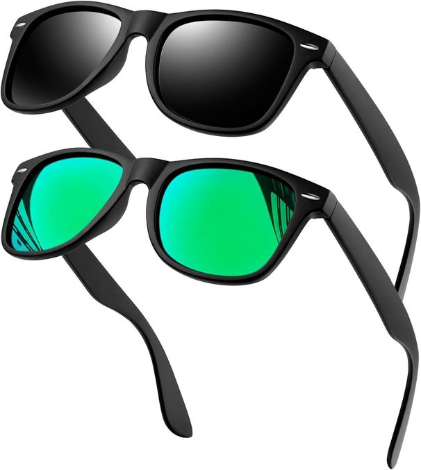 2 Set Polarized Men Women Retro Classic Rectangular Sunglasses UV400 Protection For Car Driving Cycling Fishing_viptrois.com
