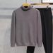 Men's Clothing Autumn And Winter Solid Color Slim Round Neck Sweater Versatile Knitted Sweater _viptrois.com