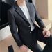 High Quality Men's Casual Solid Color Business Gentleman Suit Handsome Four Seasons Simple Bridegroom Best Man Black Suit_viptrois.com