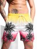 2025 Popular Loose Beach Pants, Summer Beach Surfing Pants, 3D Printed Coconut Tree Pattern, Trendy Men's Shorts_viptrois.com