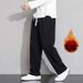 Fleece Straight-leg Loose Sweatpants For Men In The Autumn Korean Style, Featuring A Fashionable And Simple Drape_viptrois.com