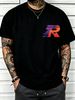 100% Cotton Men Crew Neck Tee Gradient R Letter Print With Small P Accent Short Sleeve Casual Summer Top_viptrois.com
