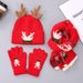 Women's Scarf Sets Parent Child Christmas Style Ankora Red Antler Scarf Hat Gloves Thick Warm Suit_viptrois.com