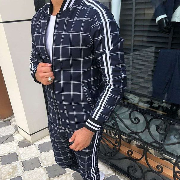 new men's sports and leisure suits casual outdoor sportswear quick-drying stretch jacket two-piece set_viptrois.com
