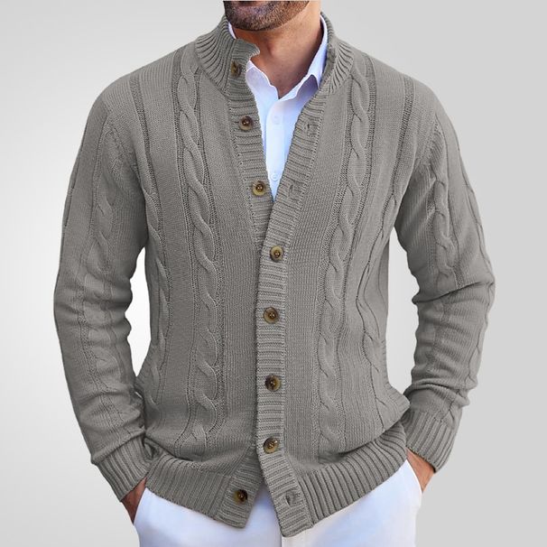 Pulse Cross-Border Foreign Trade Men's Clothing European And American Casual Stand Collar Knitted Jacket Solid Color_viptrois.com