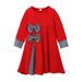 Kids’ Clothing Spring And Autumn Long Sleeve Round Neck Solid Color Bowknot Dress Headscarf 2 Piece_viptrois.com
