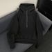 Men's Half-Zip Hooded Sweatshirt Retro Streetwear Pullover Loose Fit Vintage Style Casual Jacket_viptrois.com