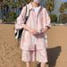 Men's Clothing Summer Thin Ice Silk Large Size Short Sleeved Shirt Shorts Seaside Two Piece Suit_viptrois.com