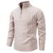 Men's Stand-Collar Half-Zip Knit Sweater – Relaxed Fit Thermal Lined Pullover (Breathable, Machine Washable, Colorfast)_viptrois.com
