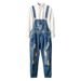 Men's Clothing Hong Kong style brand loose one piece nine point pants men's ripped nostalgic age reducing denim overalls summer overalls men_viptrois.com