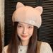 Cute Playful Ear Cat Personality Trend Beret Korean Version Casual Versatile Round Top Large Head Circumference Slimming_viptrois.com