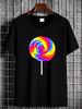 Lollipop Costume Halloween Rainbow Sucker Candy Birthday T-Shirt Top For Everyday Wear Unisex Slightly Soft Stretched Fashion Women Top Graphic Tees Graphic Breathable Casual Comfortable Women Print Round Neck Short Sleeve Stylish Versatile_viptrois.com