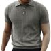 Men's 24 Solid Color Short Sleeve Trendy New Vertical Striped Turn-Down Collar Polo Versatile Elegant Button T-Shirt_viptrois.com