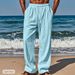 Men's Hawaiian Print Casual Pants - Summer Elastic Waist With Drawstring | Breathable & Comfortable Lightweight Trousers | Multiple Pockets_viptrois.com