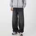 Men's Clothing Distressed Jeans For Men Autumn And Winter New Three Dimensional Loose Leaf Split Straight Leg Pants Trendy Brand Silhouette Long Pants_viptrois.com