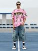 Men's Clothing Retro Graffiti Cropped Jeans Men's Street Trend High Waisted Wide Leg Shorts Couple_viptrois.com