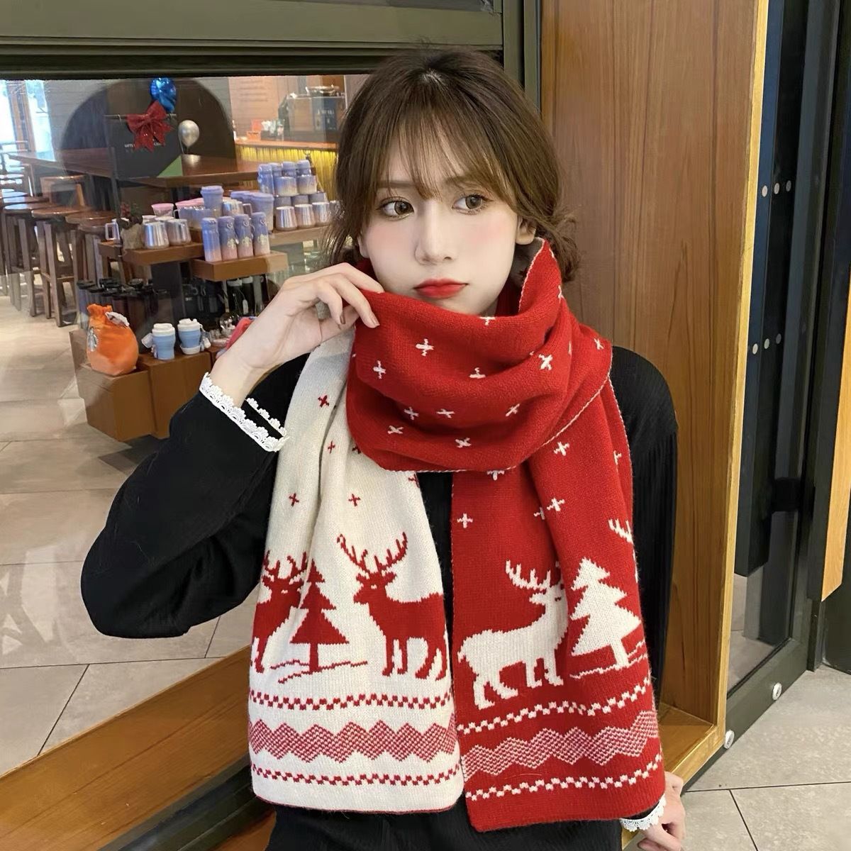 Autumn And Winter Wool Knitted Scarf Thickened Warm Scarf Student Couple Christmas Gift_viptrois.com