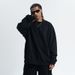 New Autumn Winter Fleece Lined Solid Color American Street Style Trendy Brand Crew Neck Unisex Sweatshirt_viptrois.com
