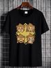 Four Wise Monkeys Cartoon Printed Funny Design Short Sleeve Tee Men's T-shirt Breathable Versatile Designer Clothes Stylish Fashion Unisex_viptrois.com