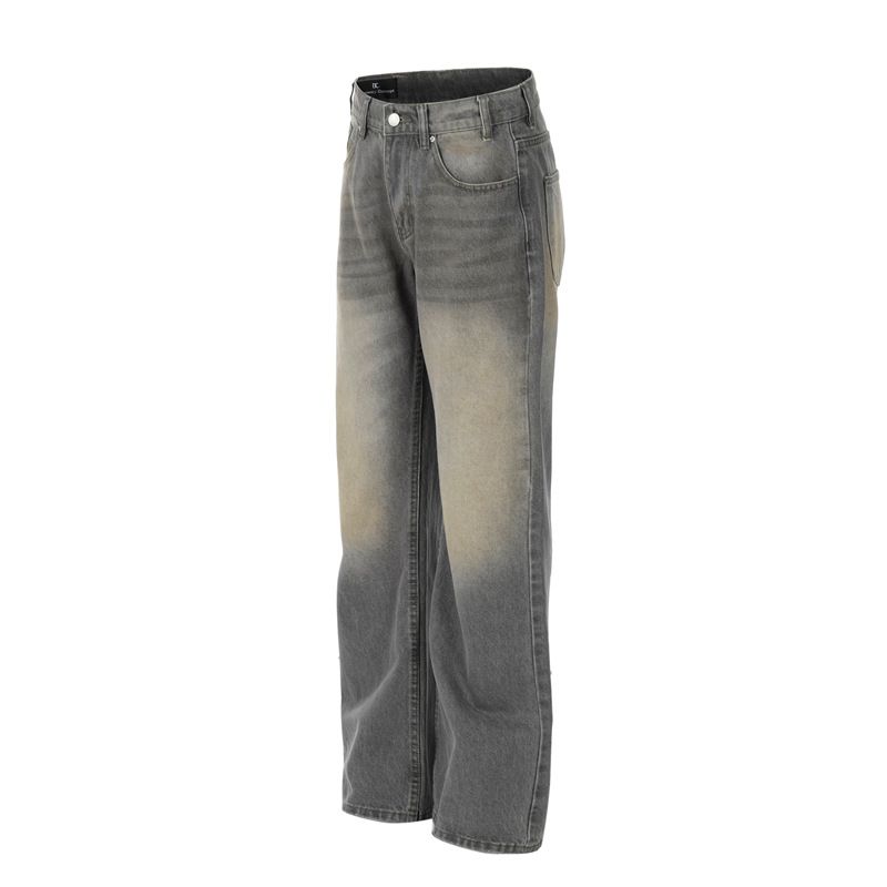 Men's Clothing Faded Bootcut Straight Wide Leg Casual Jeans For Men_viptrois.com