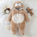 Mother & Kids Soft Fleece Baby Jumpsuit With Adorable Cartoon Prints - Long Sleeve Hooded Romper For Newborn To 12 Months (A-Class Safety Certified)_viptrois.com