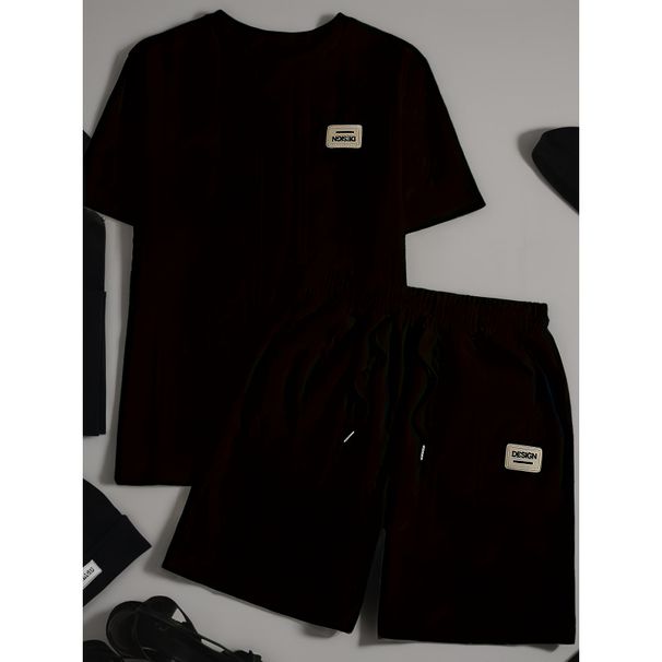 Men's Clothing European And American Cross Border Men, Wheat Ear Flower Pattern Men's Large Size Comfortable 2 Piece Knitted Suit Shorts_viptrois.com