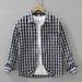 Checkered Fresh Long Sleeved Shirt For Men, Fashionable And Versatile, Artistic And Casual Loose Top_viptrois.com
