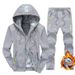 Men's Fleece-Lined Hoodie & Jogger Set | Winter Warm Sportswear | Cold Weather Running Outfit | Sizes M-XXXXL (Gray/Black/Navy)_viptrois.com