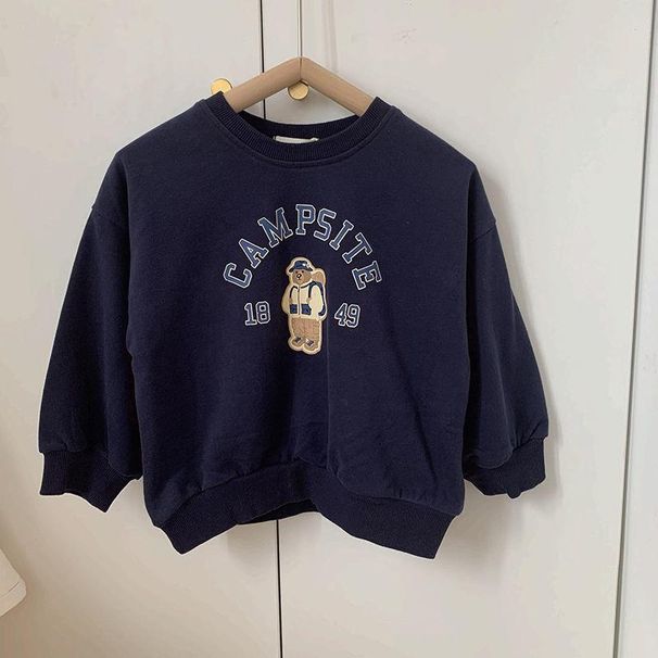 2024 neutral style Korean version autumn new item boys' and girls' western-style hoodie, children's baby pullover top,_viptrois.com