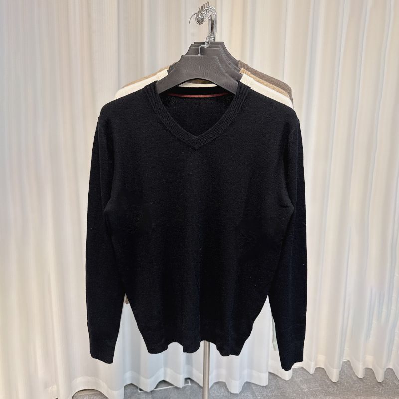 Men's V-Neck Wool Sweater – Autumn & Winter Solid Color Knit Pullover, Trendy Casual Base Layer Top_viptrois.com