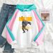 American Style Color Block Sweatshirt For Men Loose Fit THE HOPE TOUR Pullover Outerwear Cool Top_viptrois.com