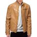 Men's Clothing old motorcycle leather jacket men's youth stand collar punk leather jacket_viptrois.com