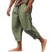 Men's Clothing Solid Color Drawstring Cotton And Linen Loose Casual Beach Casual Pants_viptrois.com