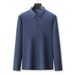 Nordmann Polo Spring Autumn Middle-aged Men Bone Flower Turn-down Collar Long Sleeve T-shirt Business Casual Top Base Shirt_viptrois.com
