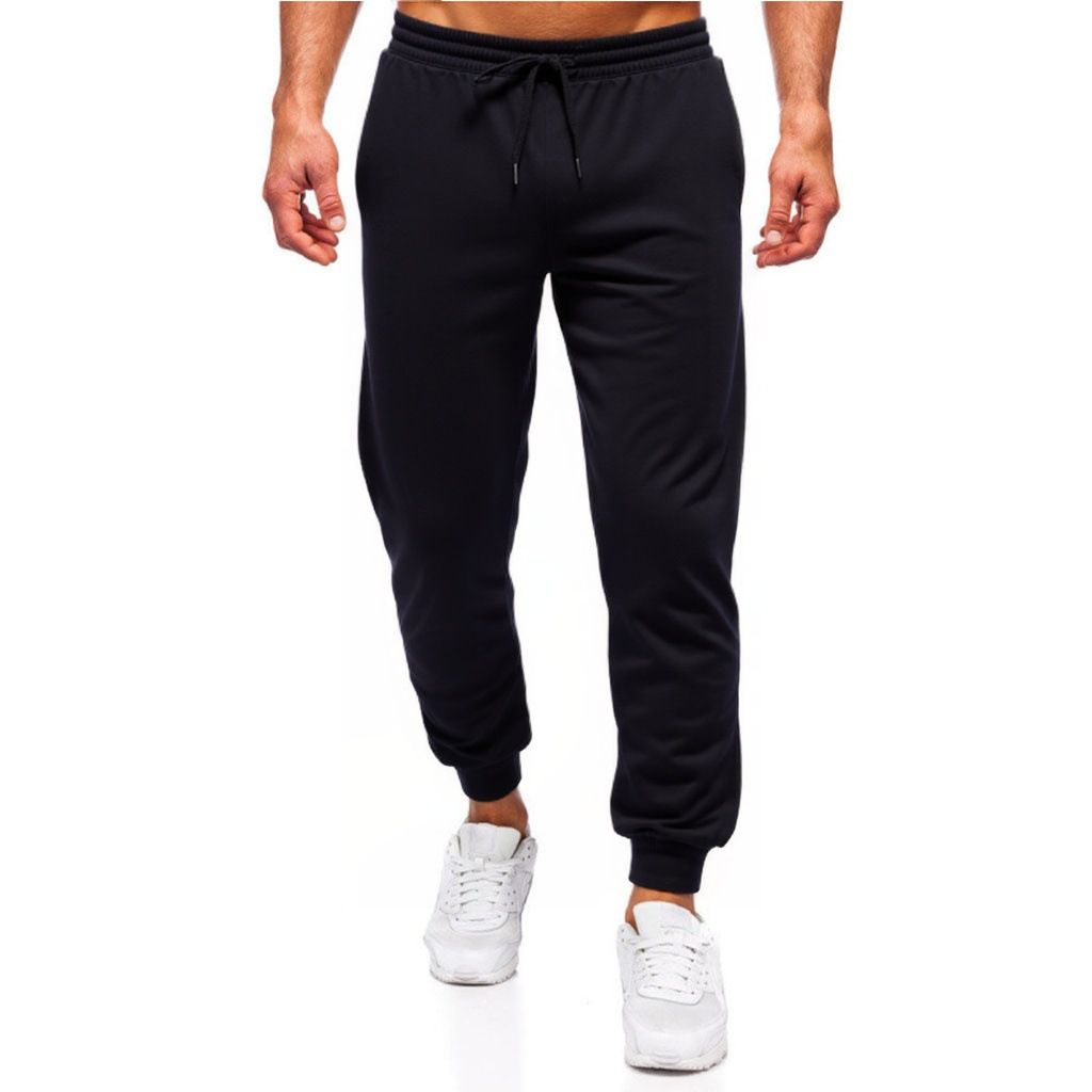 Spring And Autumn New Men's Solid Color Casual Sports Running Pants With Drawstring Elastic Waist Leggings_viptrois.com