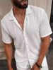 European And American Men's Casual Knitted Shirt, New Men's Summer Style Solid Color Lapel Cutout Breathable Men's Short-sleeved Top_viptrois.com