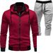 Men's Clothing Autumn And Winter Sports Stitching Men's Jacket Casual Long Sleeved Trousers Hooded Sports Men's Two Piece Suit_viptrois.com