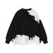 2026 High Street Hip-Hop Knitwear Pullovers Women/Men 100%Polyester Round Collar Irregularly Spliced Tassels Long Sleeve Vintage Loose Sweater_viptrois.com