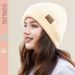 Women's Hats Winter New Patch Knitted Wool Hat For Women Simple Fashion Pullover Cold Hat Thick Warm Ear Protection Hat_viptrois.com