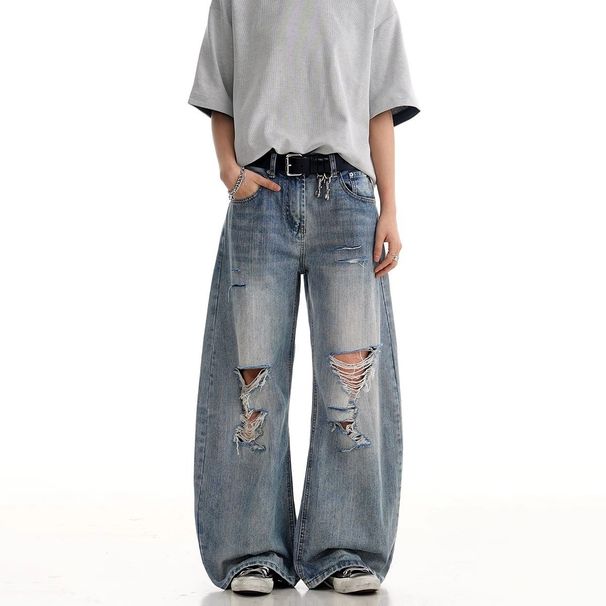 Men's Clothing Jeans For Men Spring And Summer New High Street Fashion Loose Straight Casual Trousers_viptrois.com