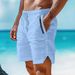 Men's Clothing Shorts Linen Summer Beach Drawstring Elastic Waist Plain Comfortable Breathable_viptrois.com