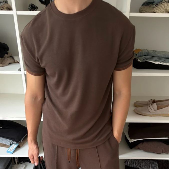 Men's Stylish Versatile Crew Neck T-Shirt Comfortable Breathable Soft Smooth High Quality Casual Two Piece Set_viptrois.com
