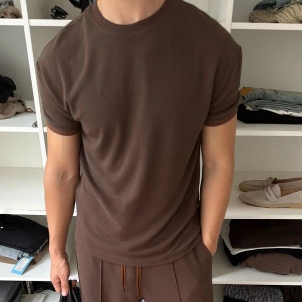 Men's Stylish Versatile Crew Neck T-Shirt Comfortable Breathable Soft Smooth High Quality Casual Two Piece Set_viptrois.com