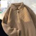 Oversized Shawl Collar Sweater – Unisex Chunky Knit Pullover With Dropped Shoulder (M-3XL, Winter Cotton-Blend, Minimalist Streetwear Top)_viptrois.com