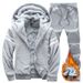 Men's Fleece-Lined Winter Set | Hooded Sweatshirt & Joggers | Thermal Polyester | Streetwear Essentials (Gray/Black/Navy Blue)_viptrois.com