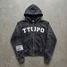 Y2K Retro Streetwear Hoodie – Unisex Zip-Up Oversized Pullover With Distressed Print (XS-3XL, 90s Grunge Aesthetic, Black/Pink/Camo)_viptrois.com