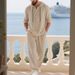 New Autumn Linen Men's Casual Suit - Loose-fitting Hooded Henry Shirt With Long Sleeves And Long Pants Set_viptrois.com