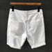 Men's Clothing Summer Black Ripped Denim Shorts Slim Elastic Five Point Breeches Trendy All Match Mid Length Pants_viptrois.com